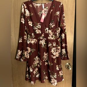 Maroon Floral Dress Brand New with Tags